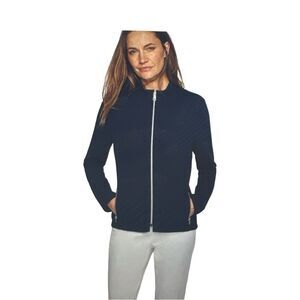 RABE Waffle Textured Zipped Jacket, Navy